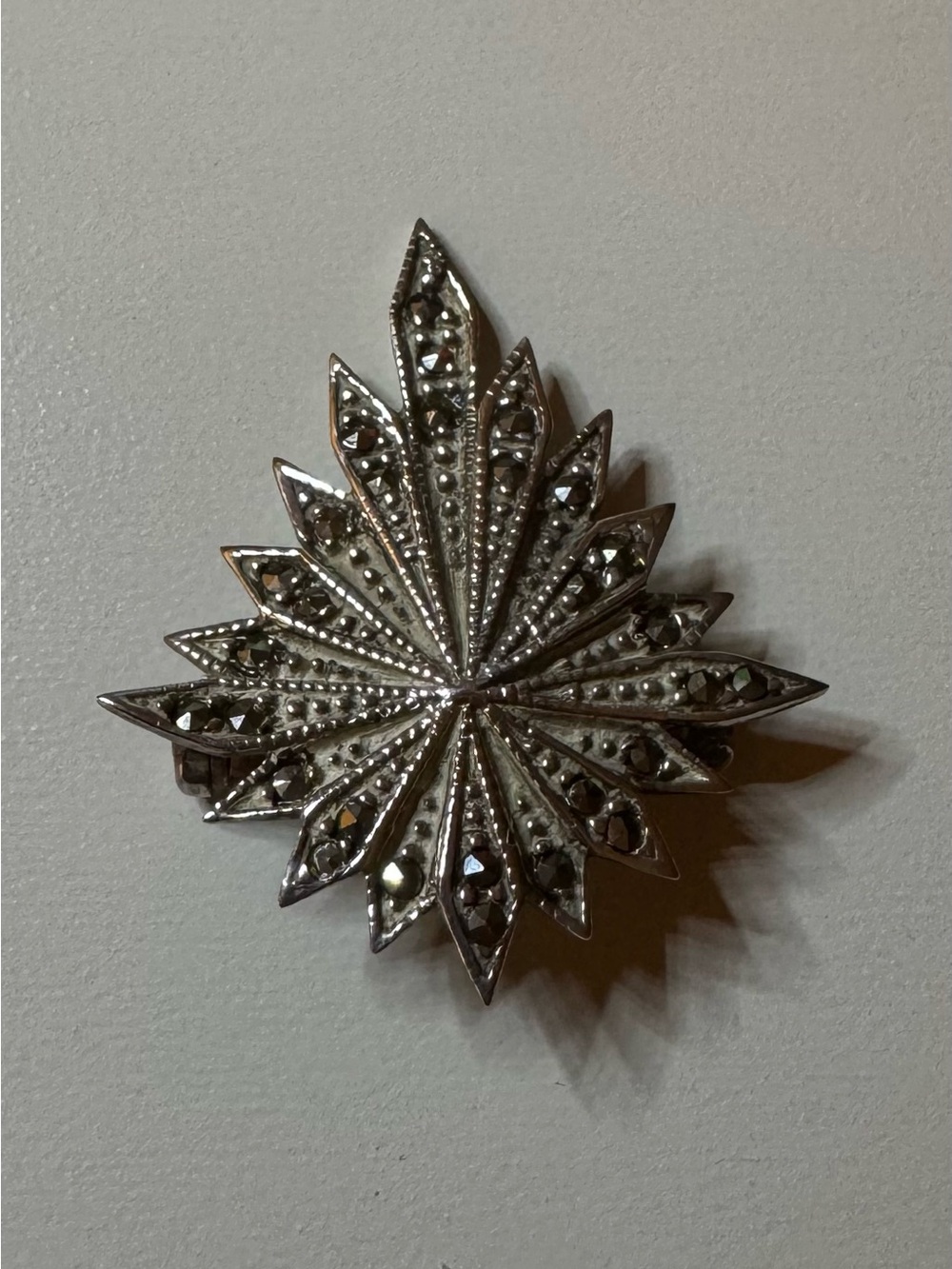 Vintage Sterling Silver Marcasite Starburst Brooch